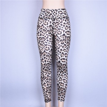 Hugcitar high waist leopard Sexy Push Up Leggings 2018 summer women Workout Polyester fitness trousers Activewear Slim casual pa